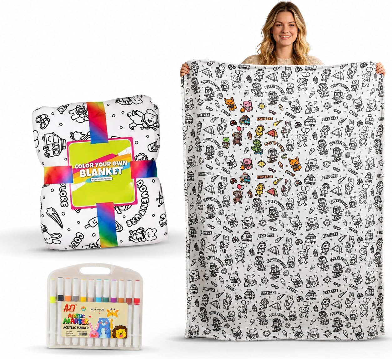🎨 DIY Coloring Blanket – Create Your Own Cozy Masterpiece with Washable Markers