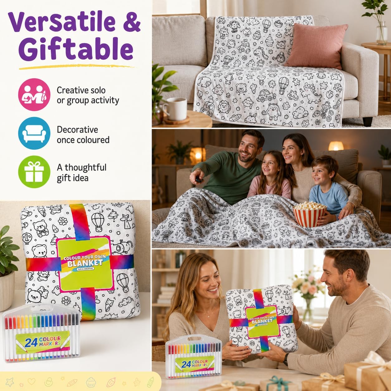 🎨 DIY Coloring Blanket – Create Your Own Cozy Masterpiece with Washable Markers
