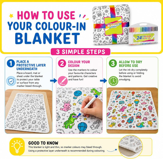 🎨 DIY Coloring Blanket – Create Your Own Cozy Masterpiece with Washable Markers
