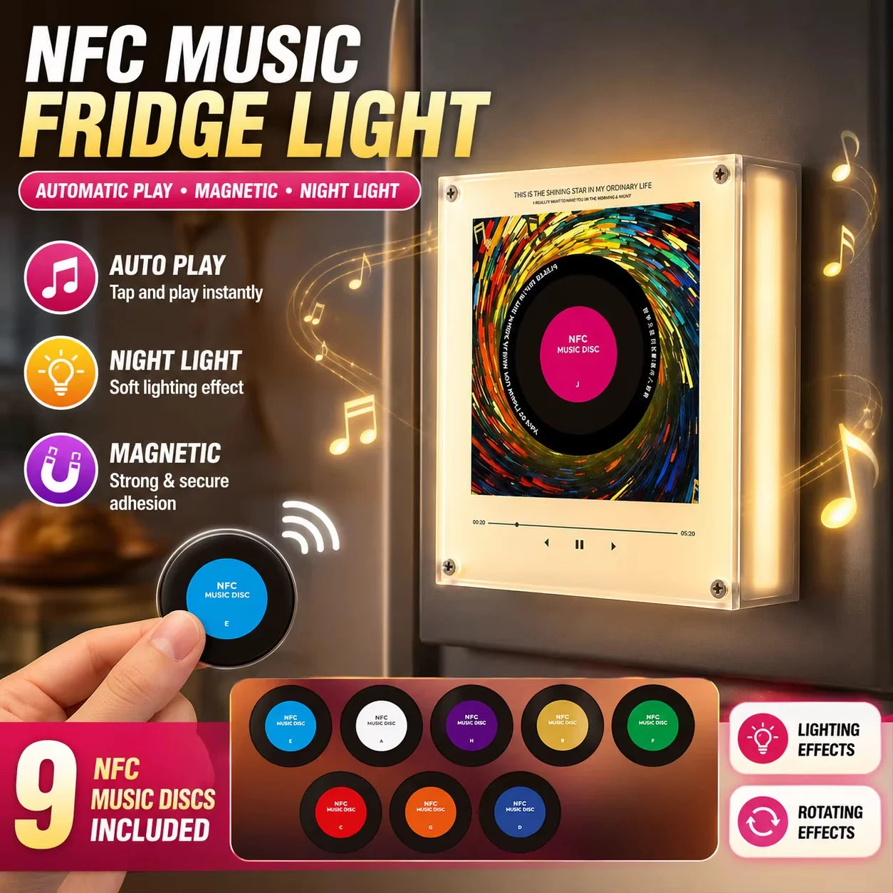 🎵 Retro NFC Vinyl Music Player Fridge Magnet