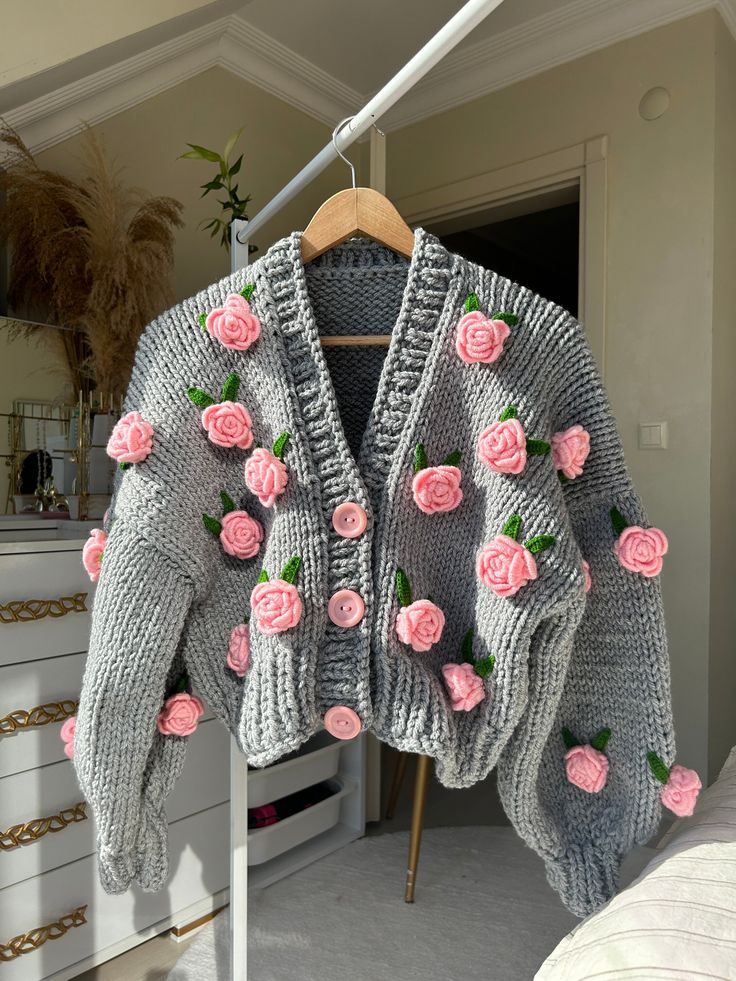 Beautiful Temperament Leisure Button Floral Embroidered Sweater Cardigan