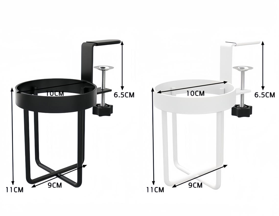 Desk-Edge Water Cup Holder for Computer Desks, Office Desks, and Dorm Room Desks—Fixed Storage Cup Holder for Teacups and Water Cups