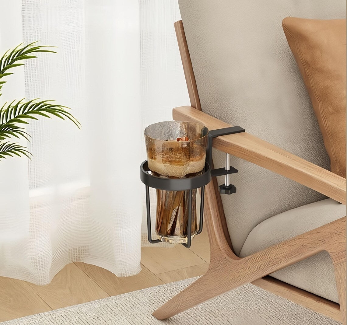 Desk-Edge Water Cup Holder for Computer Desks, Office Desks, and Dorm Room Desks—Fixed Storage Cup Holder for Teacups and Water Cups